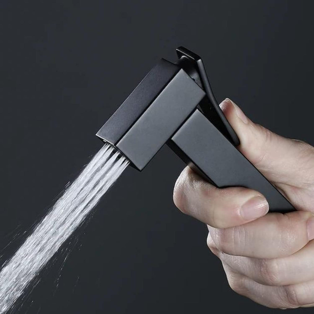 Zap Cube Series Gold Plated Brass Health Faucet with Health Faucet Stand and Hose Pipe/Jet Spray for Toilets/Hand Spray Set/Health Faucet Bidet Set (Black Plated)