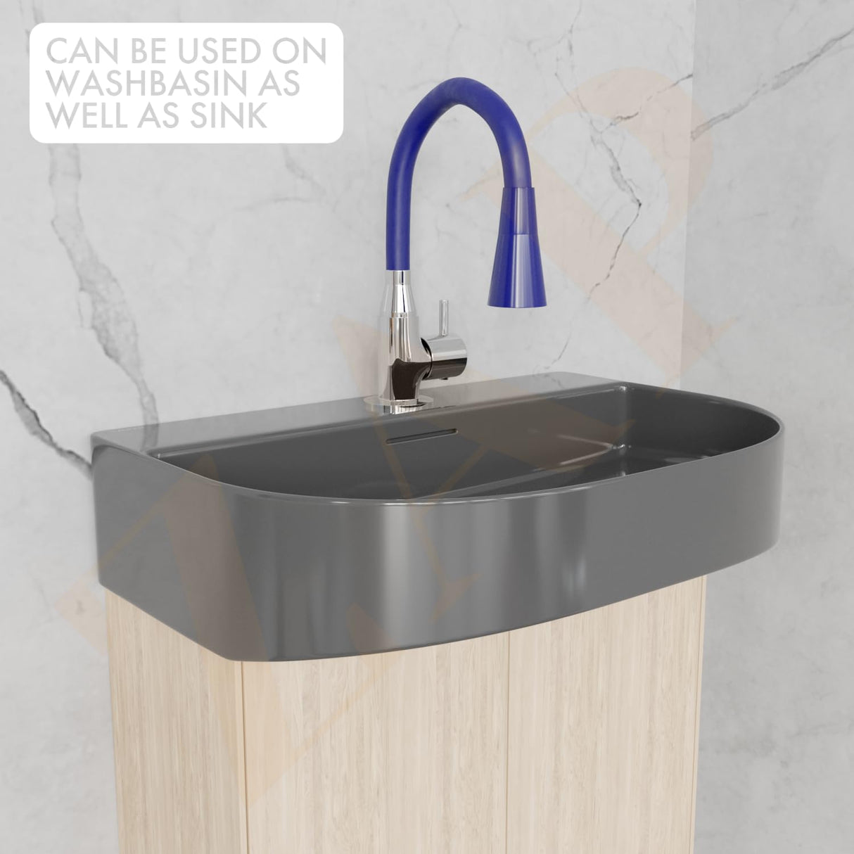 ZAP Swan Neck with Flexible Swivel Spout | Dual Flow Kitchen Sink Tap | Silicone Spout Brass Faucet | Tap for Kitchen Sink | Modern Sink Cock | Wash Basin Tap | Pillar Tap (Blue)