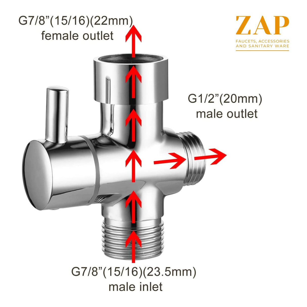 ING-12 3 IN 1 Angle Valve, 3-Way Shower Diverter with Valve for Bathroom and Kitchen