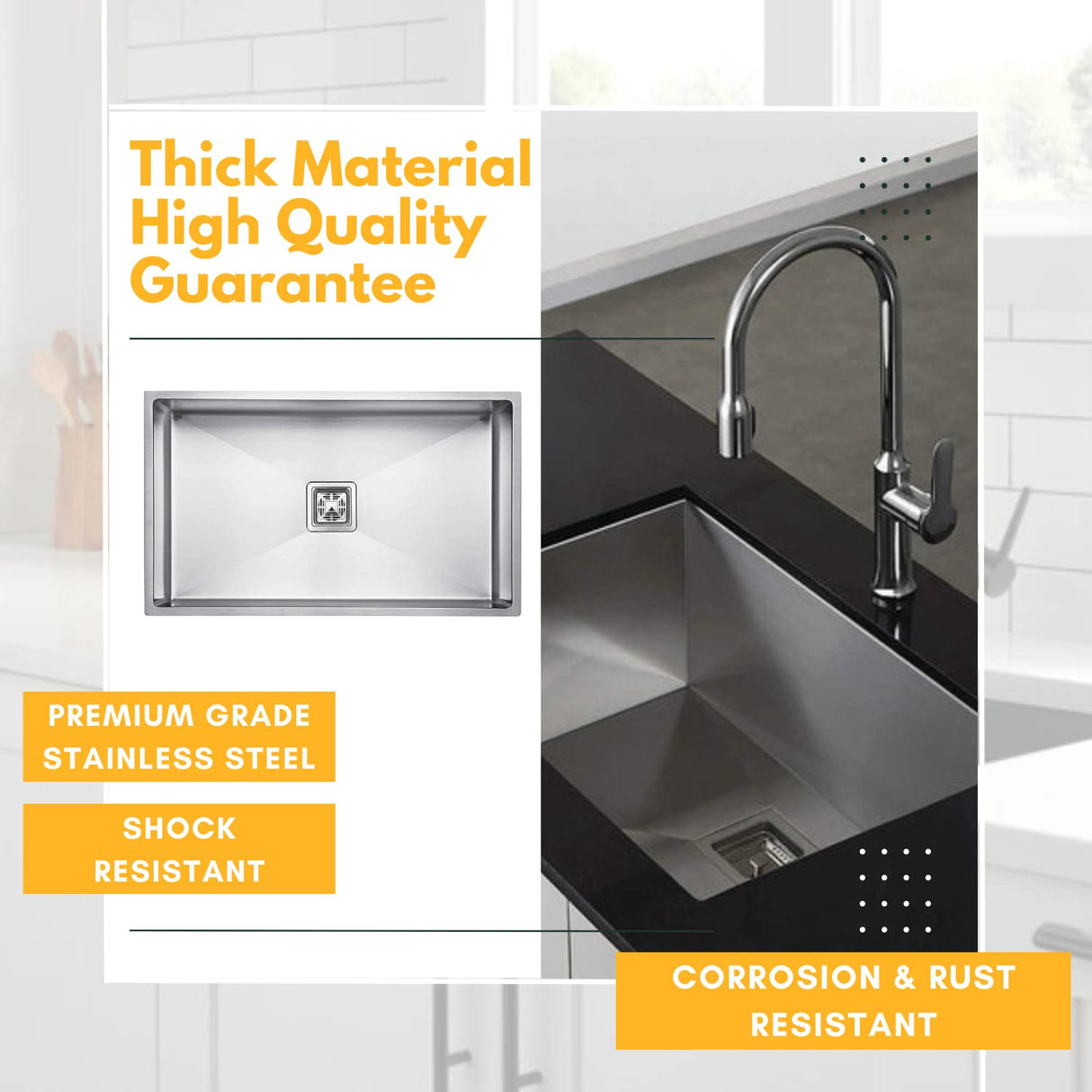 ZAP Spacious Single Bowl Kitchen Sink 32x20x10 Inch | Matte Finish Thick SS-304 Stainless Steel | Includes Steel Waste Coupling, Waste Pipe & Drainer Basket | Durable & Stain Resistant