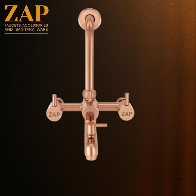 Elixir 3 in 1 Rose Gold Bathroom Wall Mixer