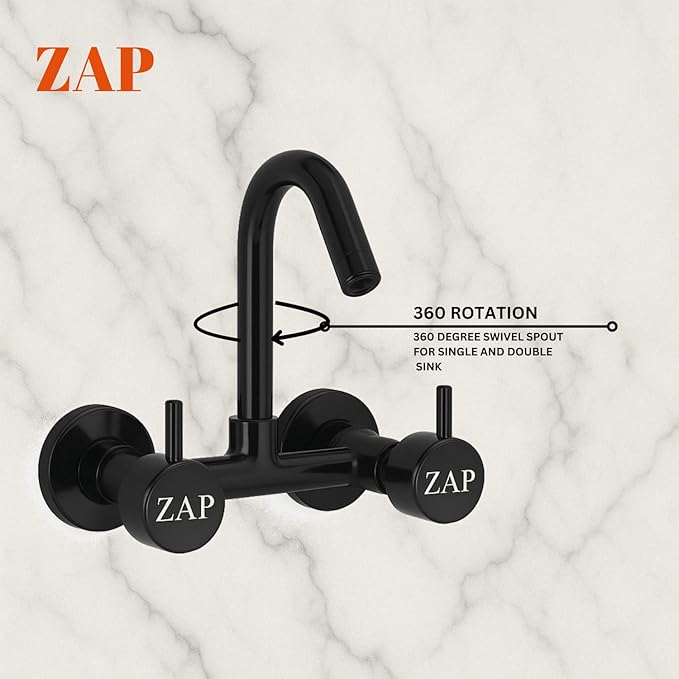 Elixir Sink Mixer Hot & Cold Gold PVD Finish Wall Mount Tap