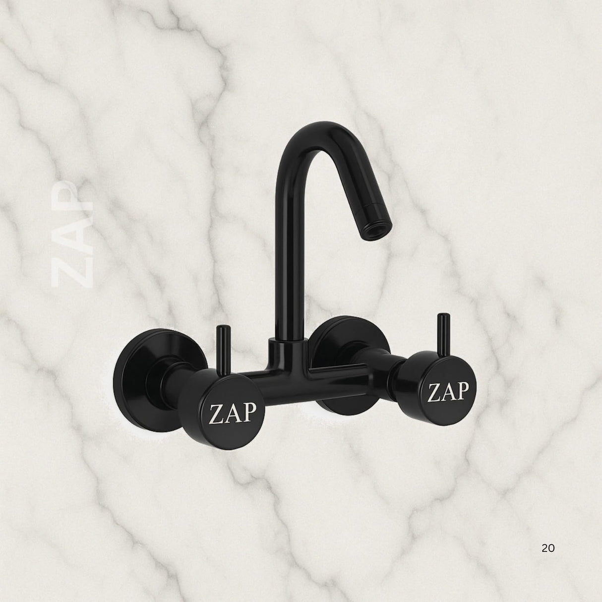 Elixir Sink Mixer Hot & Cold Gold PVD Finish Wall Mount Tap