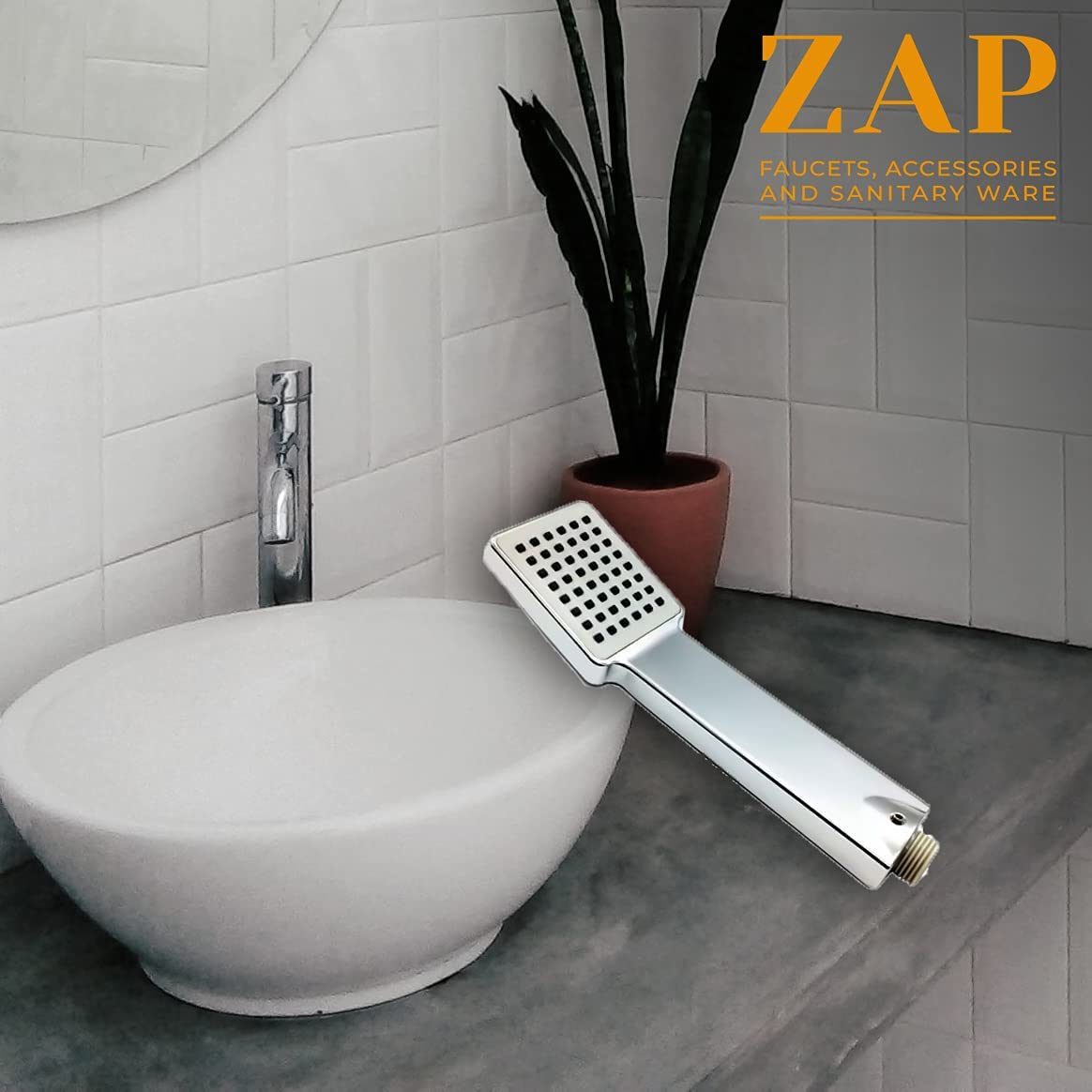 ZAP BX009 ABS High Pressure Handheld Shower Set | With Hose Pipe & Screws | Chrome Finish