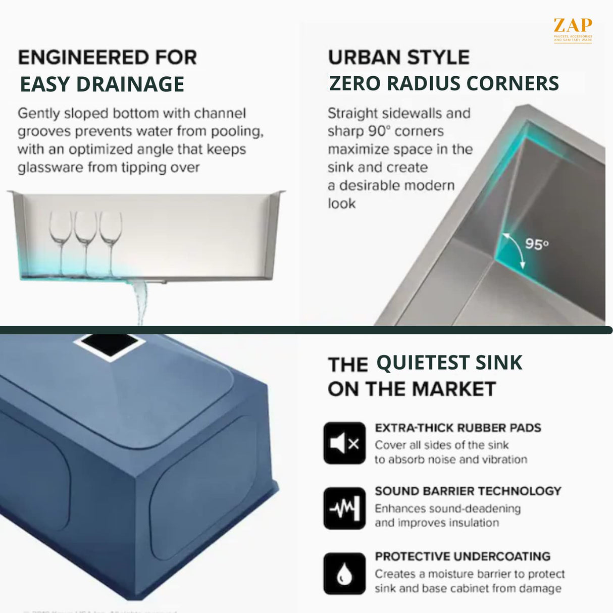 ZAP Millennium Series 304 Grade Stainless Steel Single Bowl Kitchen Sink with Drain Board | 37x18 Inch | All-in-One Waste Kit – Waste Coupling, Pipe & Basket Drainer | Rust-Resistant & Durable