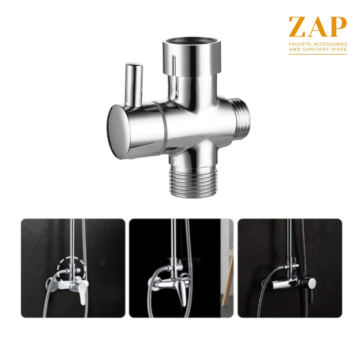 ING-12 3 IN 1 Angle Valve, 3-Way Shower Diverter with Valve for Bathroom and Kitchen