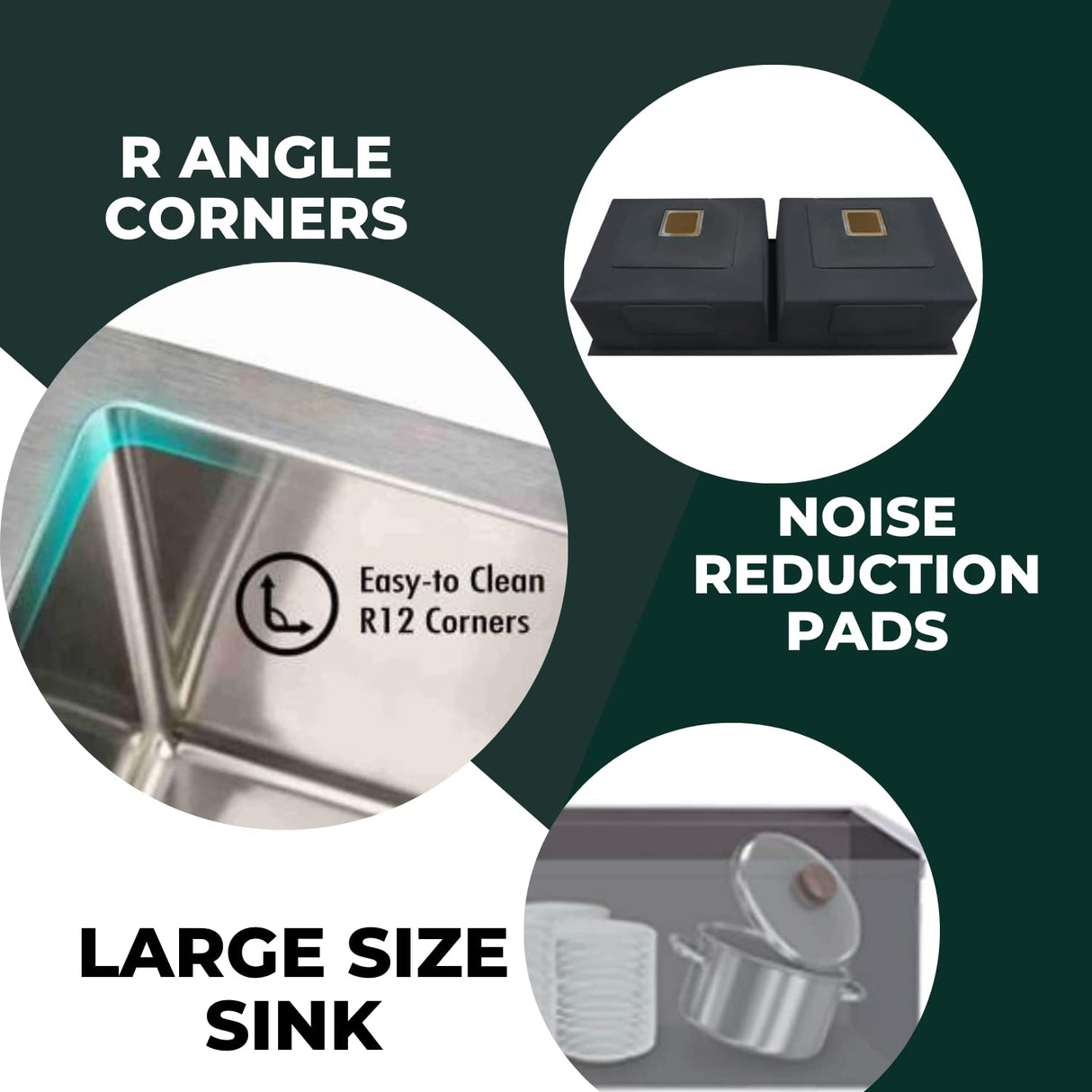 Zap Kitchen Sink Single Bowl 24x18 Inch | Chrome Finish | 304 Stainless Steel | Dual Water Aerator, Drainer Basket, Waste Coupling & Pipe | R Angle Corners | Smooth Drainage | Noise Reduction Pads