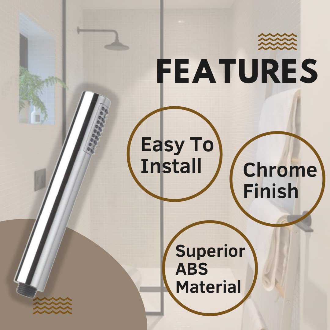 ZAP HS-003 Cube Series High-Pressure Handheld Shower Head – Chrome Finish | Water-Saving ABS Shower Head | Easy-Clean Nozzles | Without Hose & Bracket | Set of 1