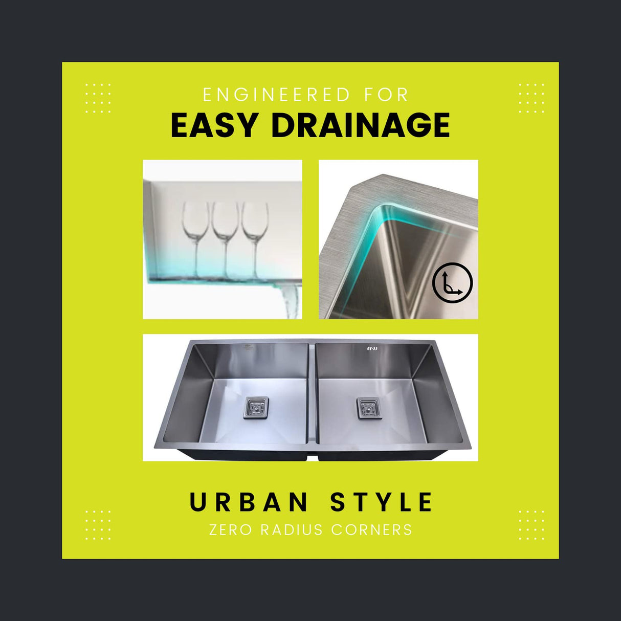 ZAP Double Bowl Stainless Steel Kitchen Sink – 37x18 cm Chrome Finish | Dual Water Aerator, Drainer Basket, Waste Pipe & Coupling | Noise Reduction Pads | Easy Drainage | Large Size for Modular Kitchens