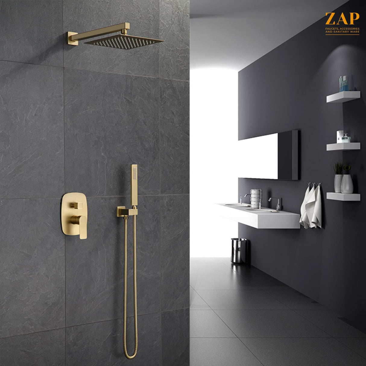 Ultra 5552 Gold Hand Shower with Tube & Holder