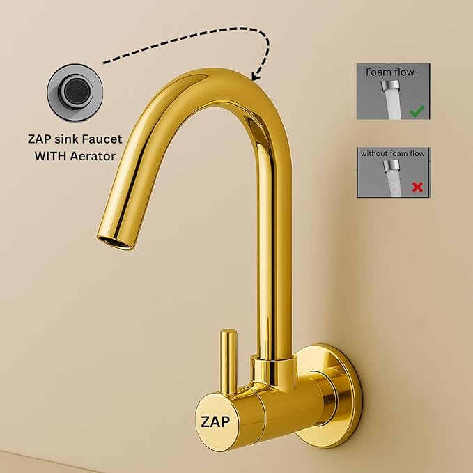 Elixir Kitchen Sink Tap Gold Wall Mounted