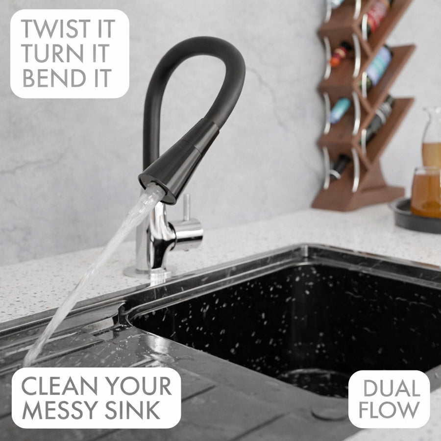 Black Silicone Dual Flow Swan Neck Tap
