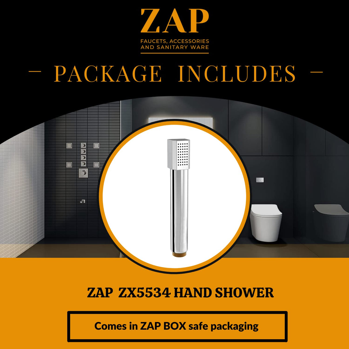 ZAP ZX5534 | HAND SHOWER | FLEXIBLE SILICONE NOZZLES | STAINLESS STEEL FINISH | LIGHTWEIGHT | GREAT GRIP | PRECISE WATER FLOW | ULTRA MODERN SLEEK DESIGN | SUPERIOR HAIR RINSE