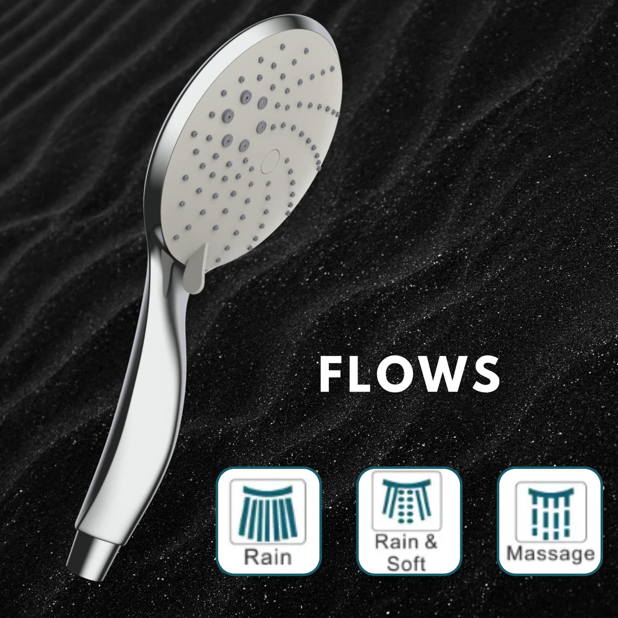 ZAP Ultra FX2123 Hand Shower With Silicone Free Nozzles, Stainless Steel Finish, Lightweight, Great Grip, Precise Water Flow(Ultra Modern Sleek, Rain, Massage, Rain & Soft Spray)