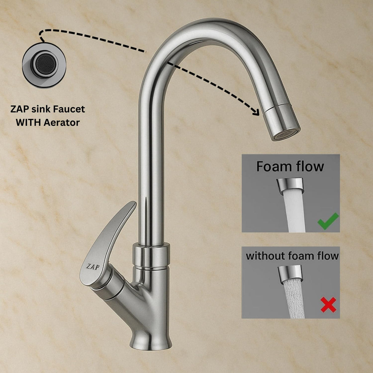 Arrow Brass Chrome Finish Deck-Mount Swan Neck Tap