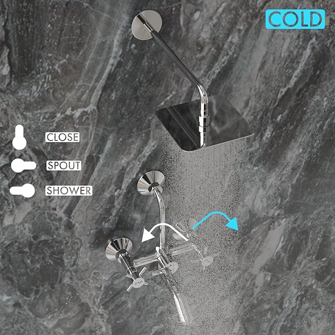 Caster Chrome 2-in-1 Mixer with Overhead Shower