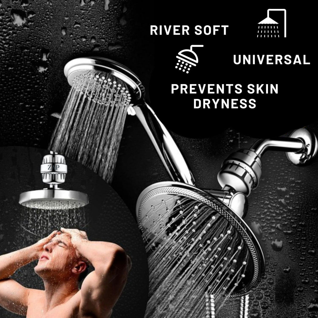 3271 Shower & Tap Hard Water Filter with Overhead Shower