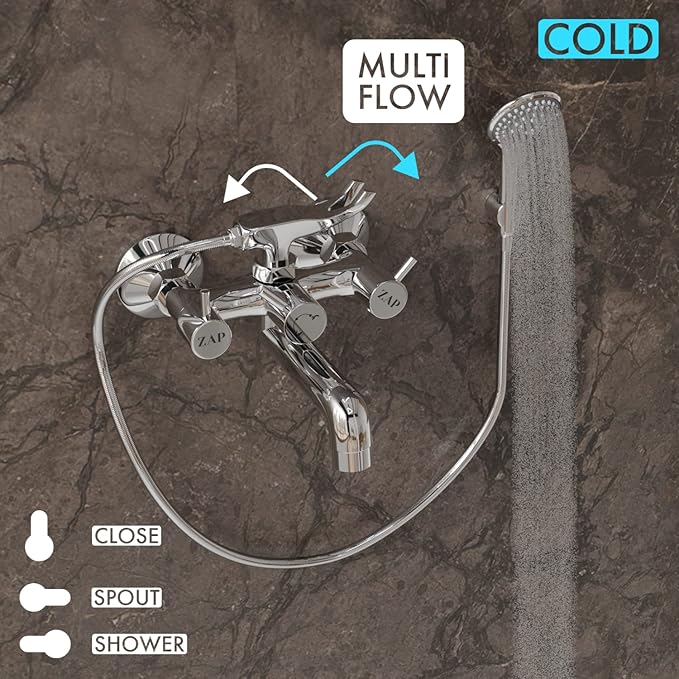 Elixir 2-in-1 Full Brass Wall Mixer Tap with Overhead Shower