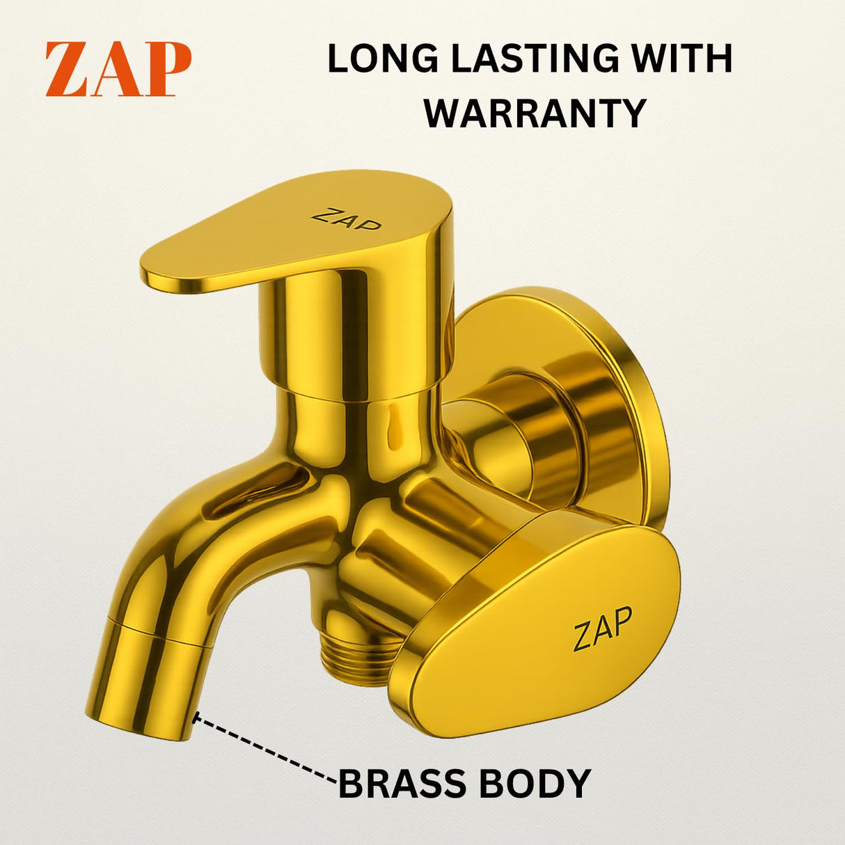 Brezza Two-in-One Bib Cock Gold Tap for Bathroom Kitchen