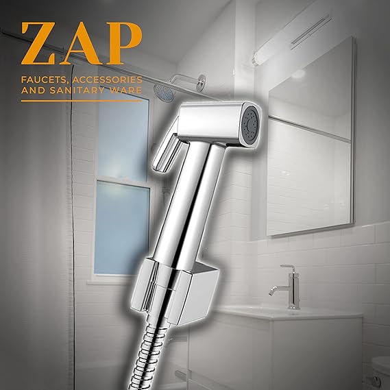 ZAP Stainless Steel Health Faucet Set | Handheld Toilet Bidet Sprayer with Hose & Wall Hook | Adjustable Pressure | Leak-Proof | Easy DIY Installation | Multipurpose Use Visit th