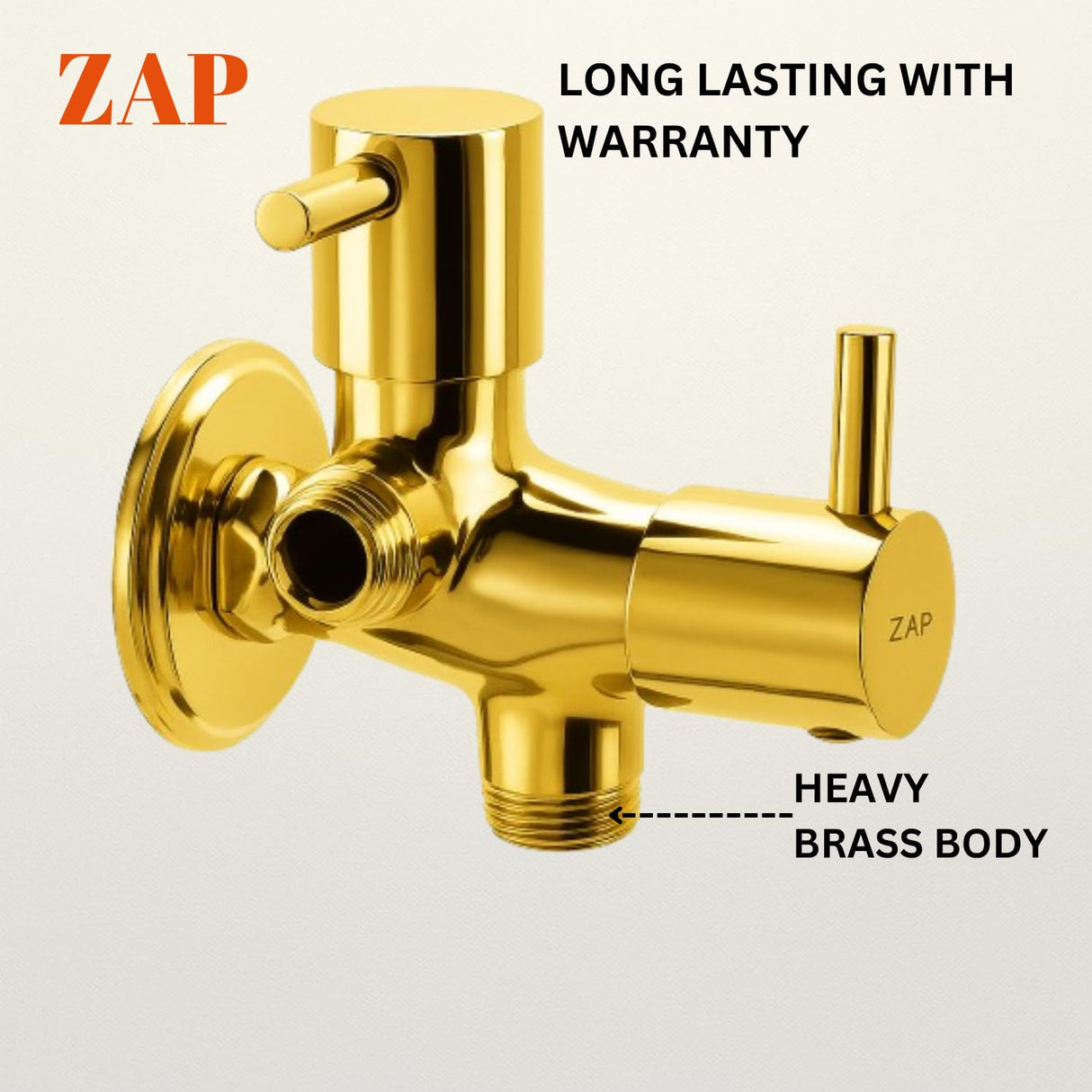 Elixir Series 2-in-1 Angle Valve Gold Brass Quarter Turn Tap Pipe Connector