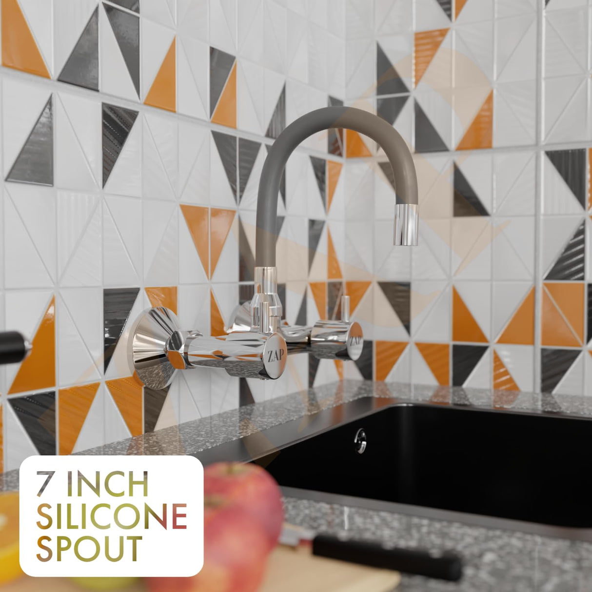 Elixir Kitchen Sink Mixer with Grey Silicone Spout