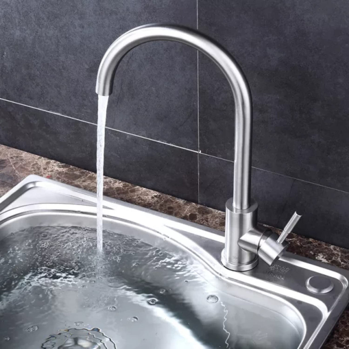 ZAP Bolt Series Stainless Steel Kitchen Faucet – Wall Mounted Sink Tap for Home & Bar Kitchens | Sleek Chrome Finish Water Tap | Ideal for Modular Kitchens