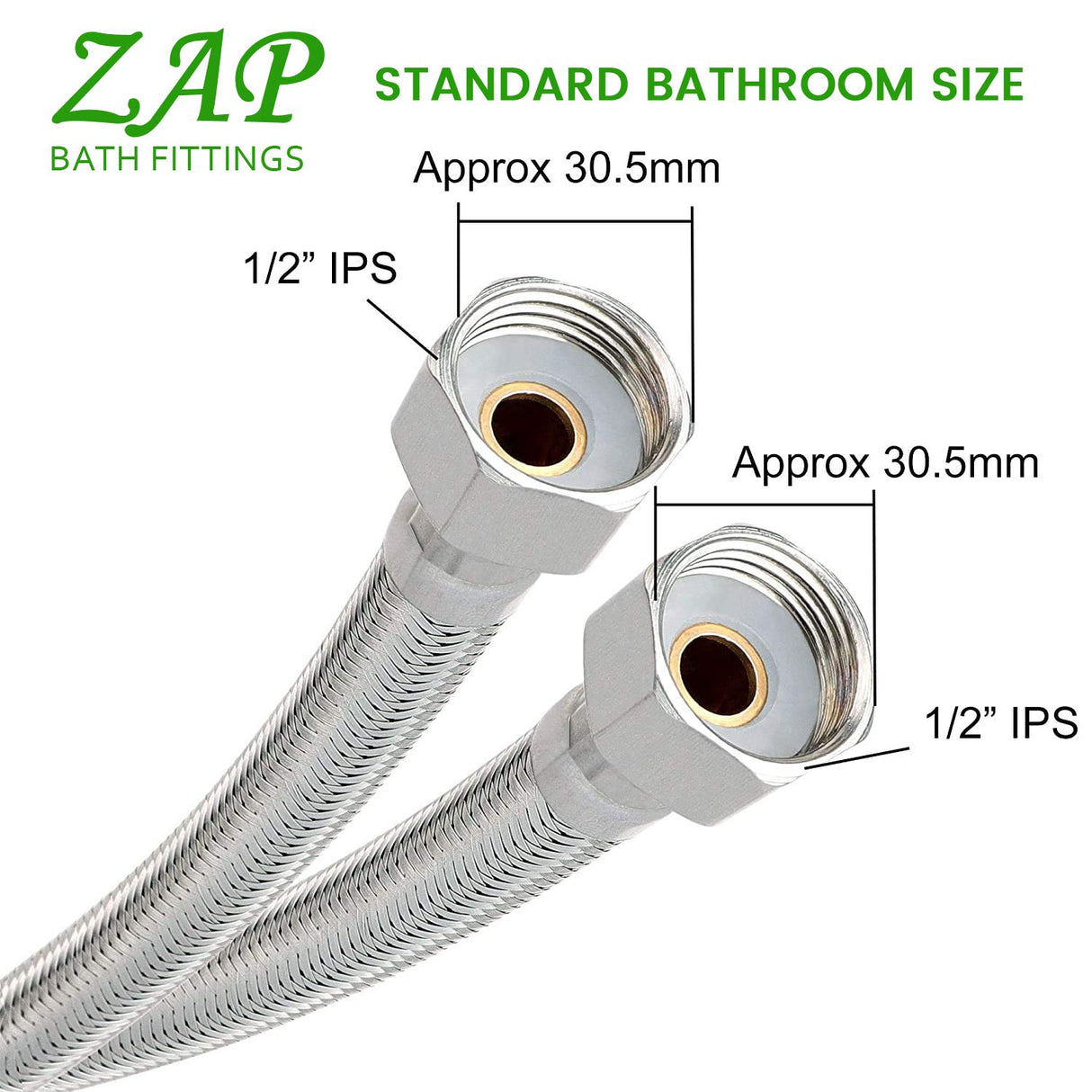 ZAP Brass Angle Valve with Stainless Steel Connection Pipe – Set of 2 | Chrome-Plated Quarter Turn Tap with Wall Flange for Bathroom, Kitchen, Geyser, Basin & Toilet | Rust-Resistant | Made in India
