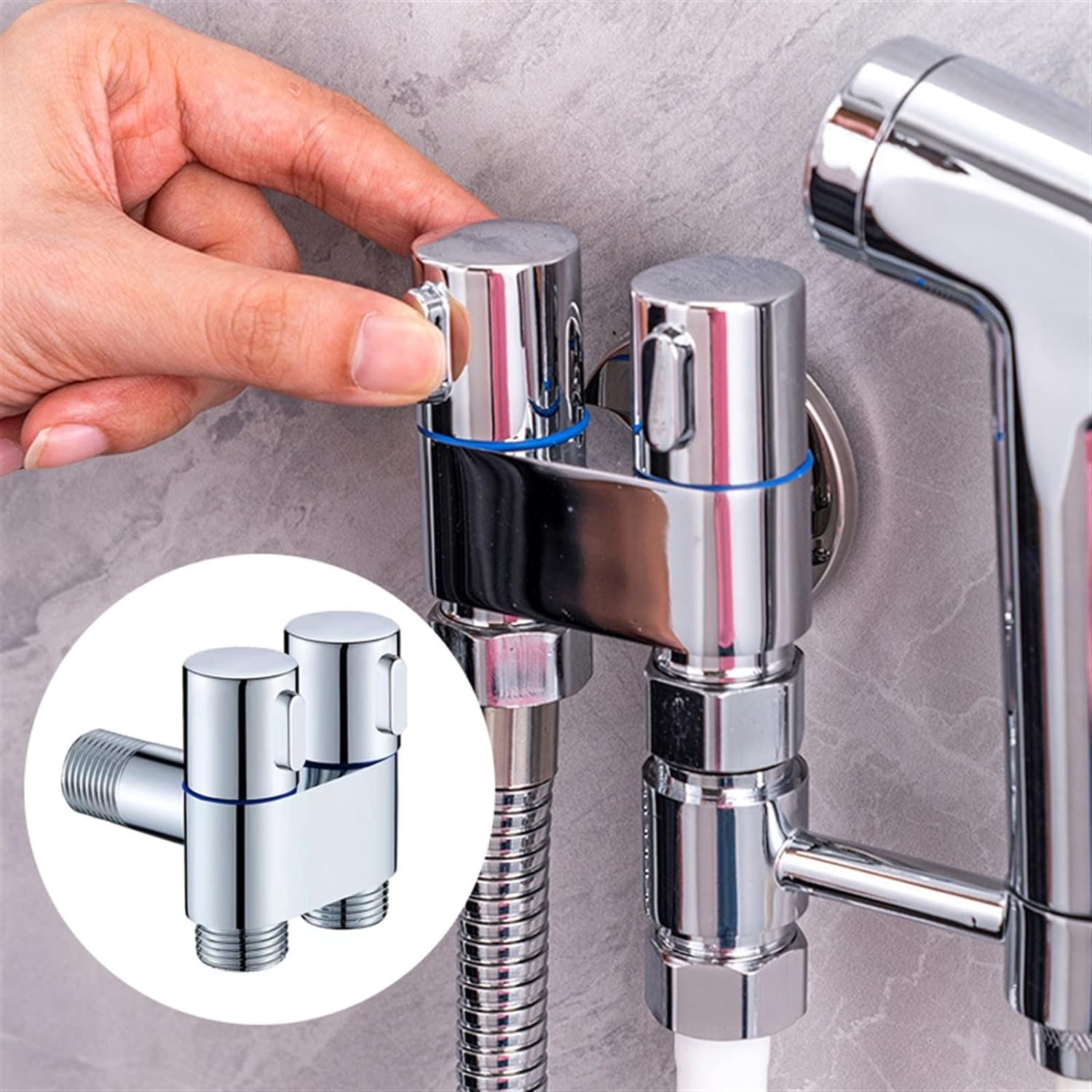 Prime 2-in-1 Brass Angle Valve with Wall Flange | Dual Outlet Chrome