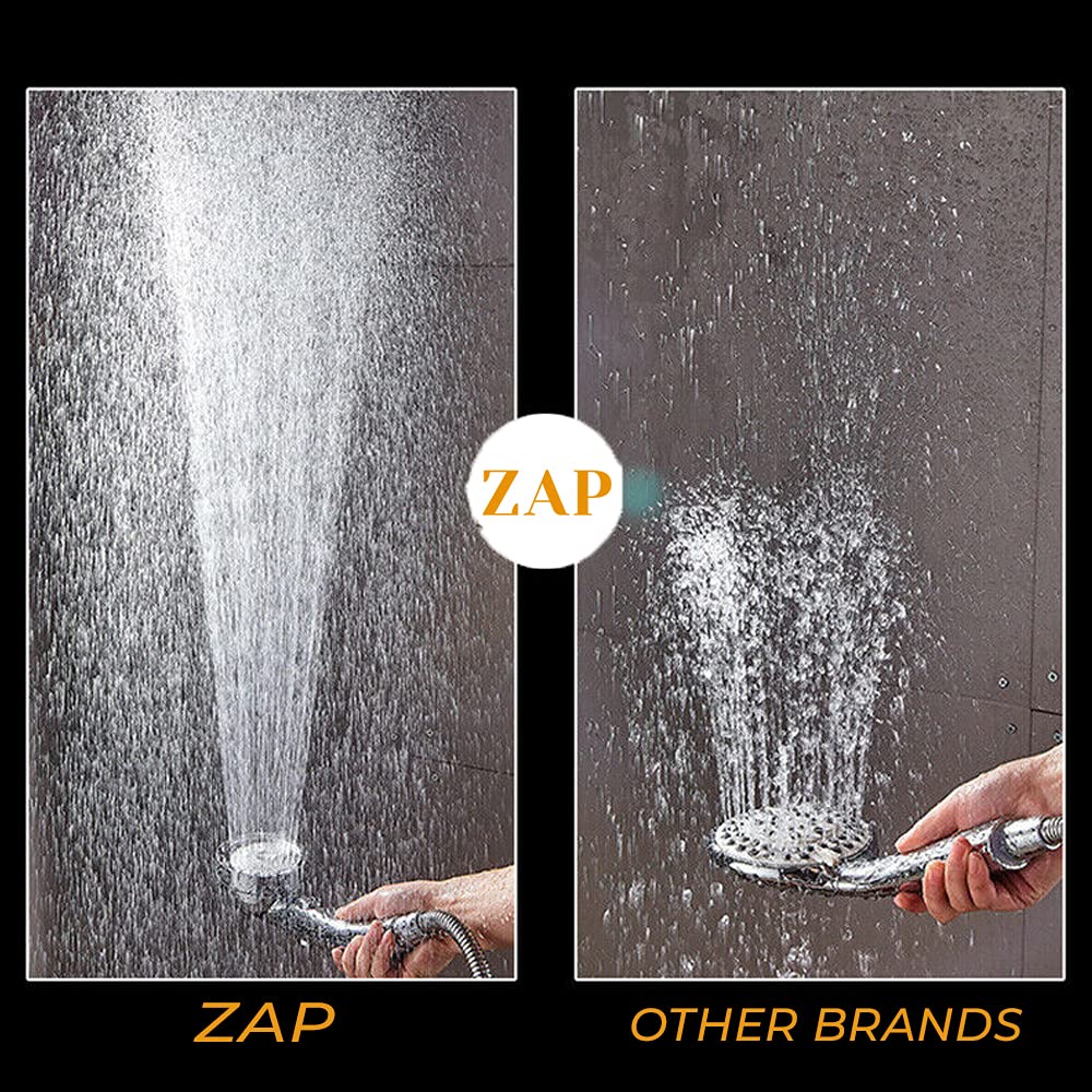 ZAP Exotic Series Handheld Shower Set | High Pressure | Chrome Finish | 3 Spray Modes with ON/OFF Pause Switch