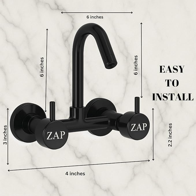 Elixir Sink Mixer Hot & Cold Gold PVD Finish Wall Mount Tap