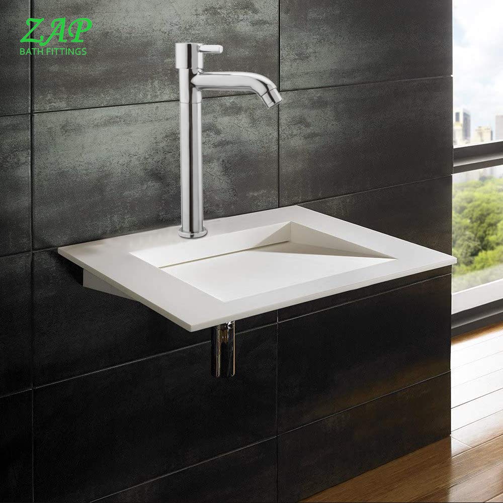 ZAP Flora Stainless Steel Tall Pillar Cock | Chrome Finish 11-Inch Faucet for Kitchen Sink, Bathroom Wash Basin, and Countertop Sinks | Hot or Cold Water Tap