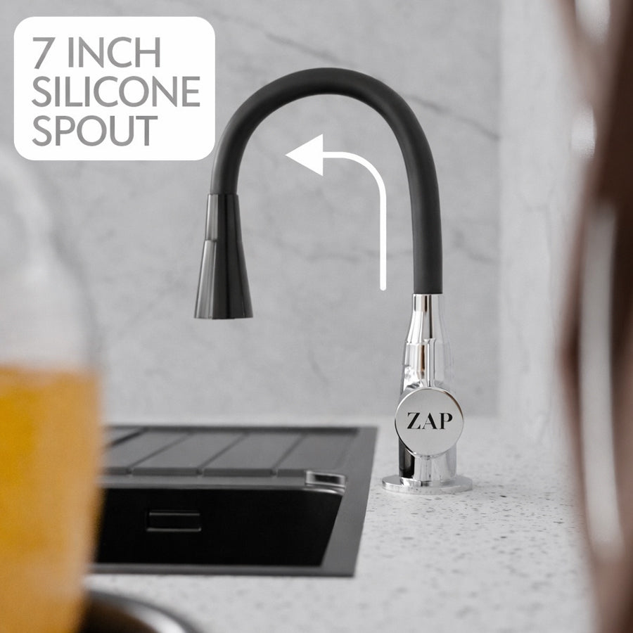 Black Silicone Dual Flow Swan Neck Tap