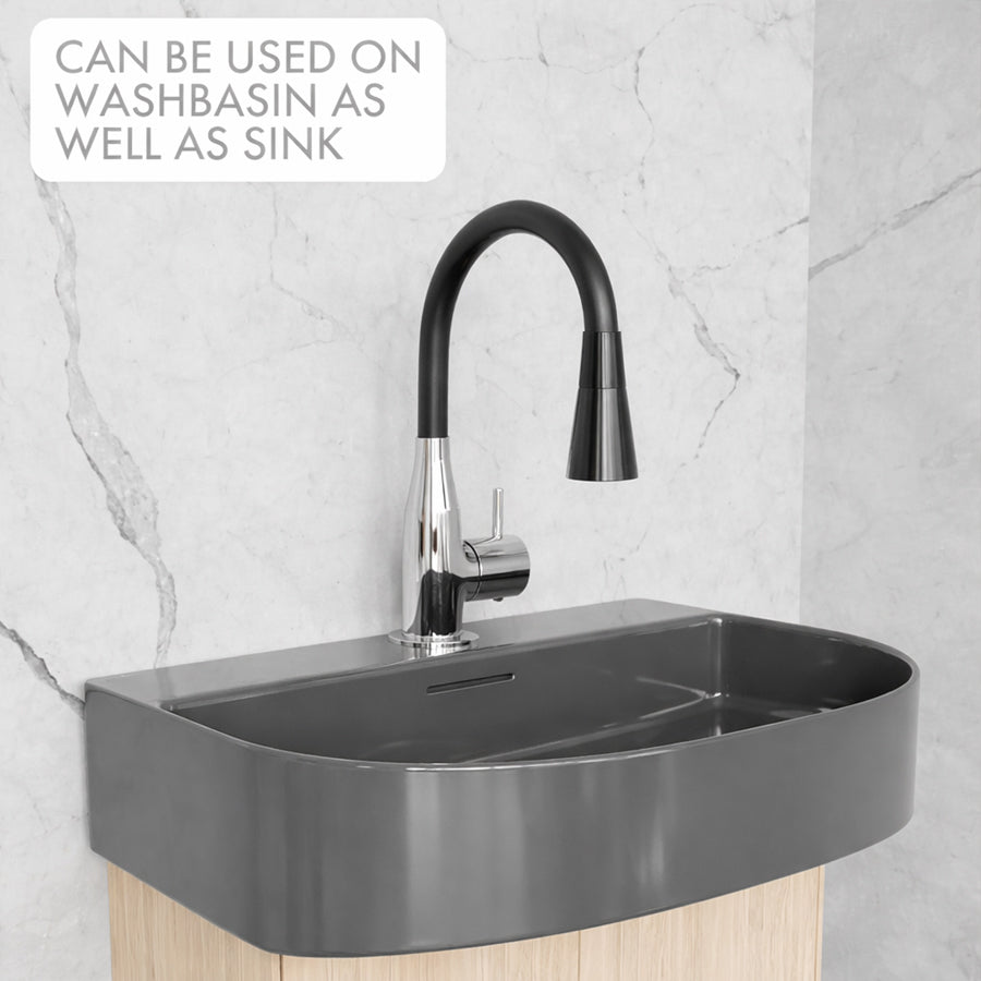 Black Silicone Dual Flow Swan Neck Tap