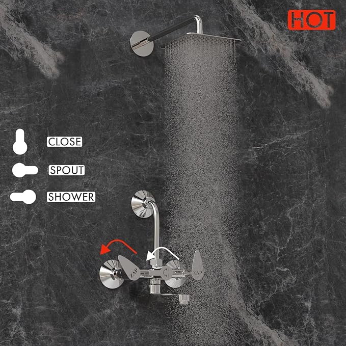 Nova Brass 2-in-1 Wall Mixer with Overhead Shower