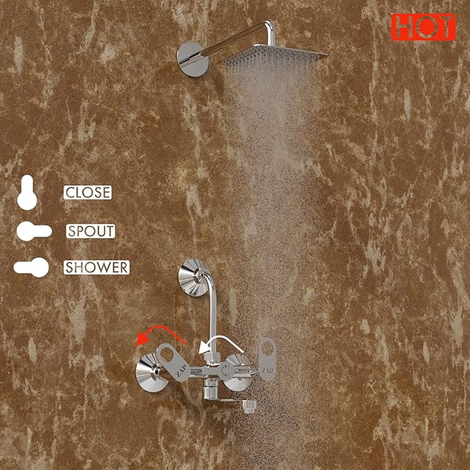 Geo Chrome 2-in-1 Wall Mixer with Overhead Shower Provision