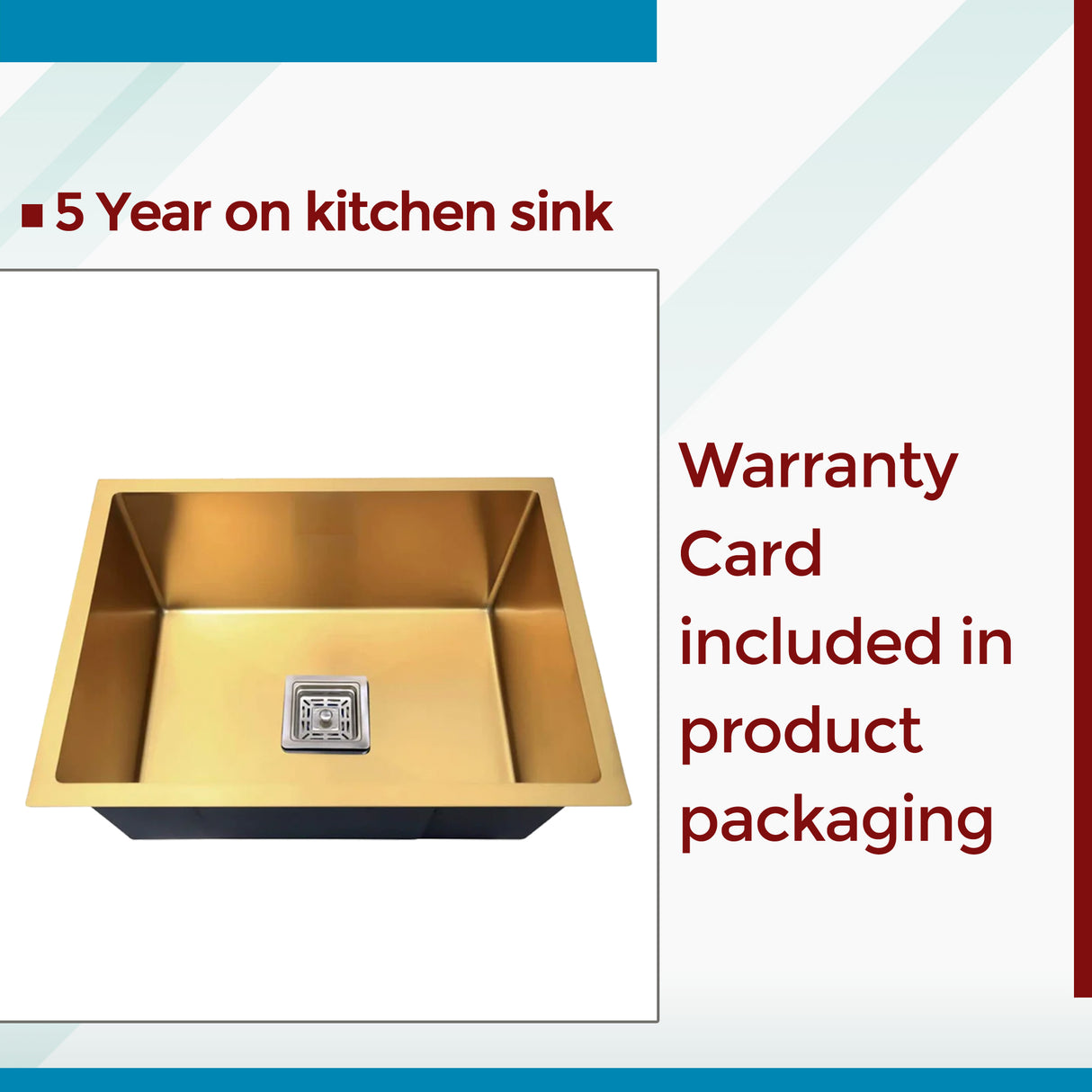 ZAP Handmade Kitchen Sink Single Bowl 24x18x10 Inch | Gold Matte Finish SS-304 Stainless Steel | Includes Waste Coupling, Waste Pipe & Drainer Basket | Spacious, Stain Resistant, Luxury Design