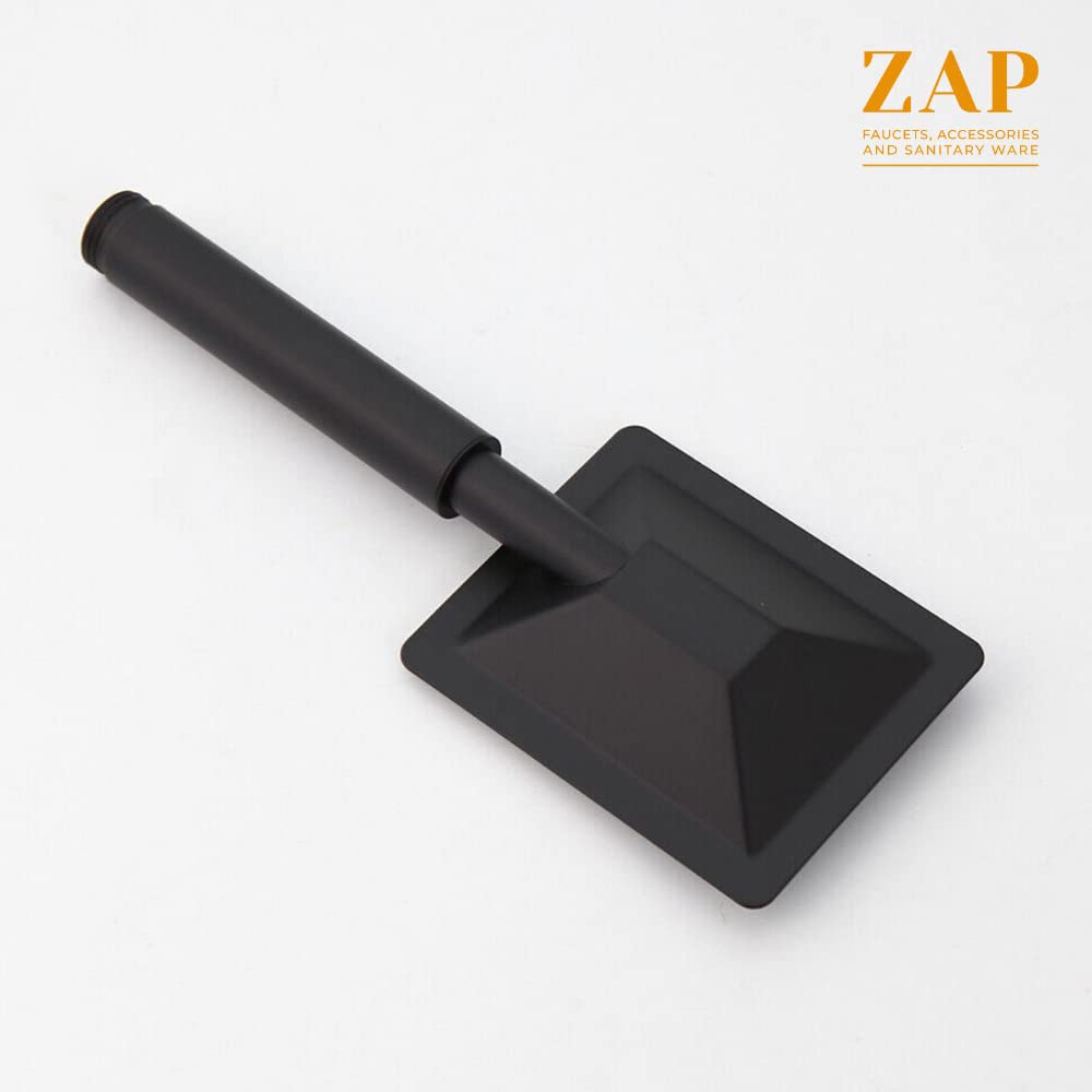 ZAP Ultra ZX 3452 Stainless Steel Handheld Shower | Square High Pressure Hand Shower with Chrome Finish | Rust-Resistant, Easy to Install (BLACK)