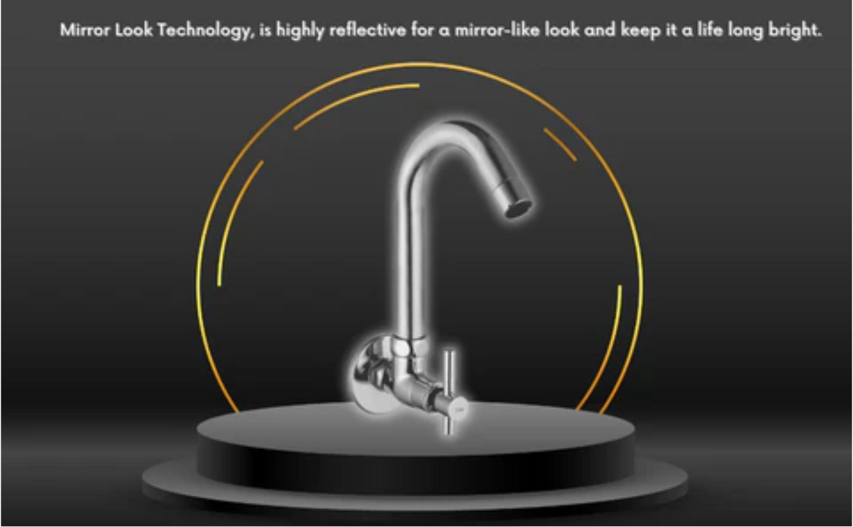 Mini Terrim Swan Neck Faucet • 360 Degree Spout • Brass Chrome Finish • (21x2 Inch)