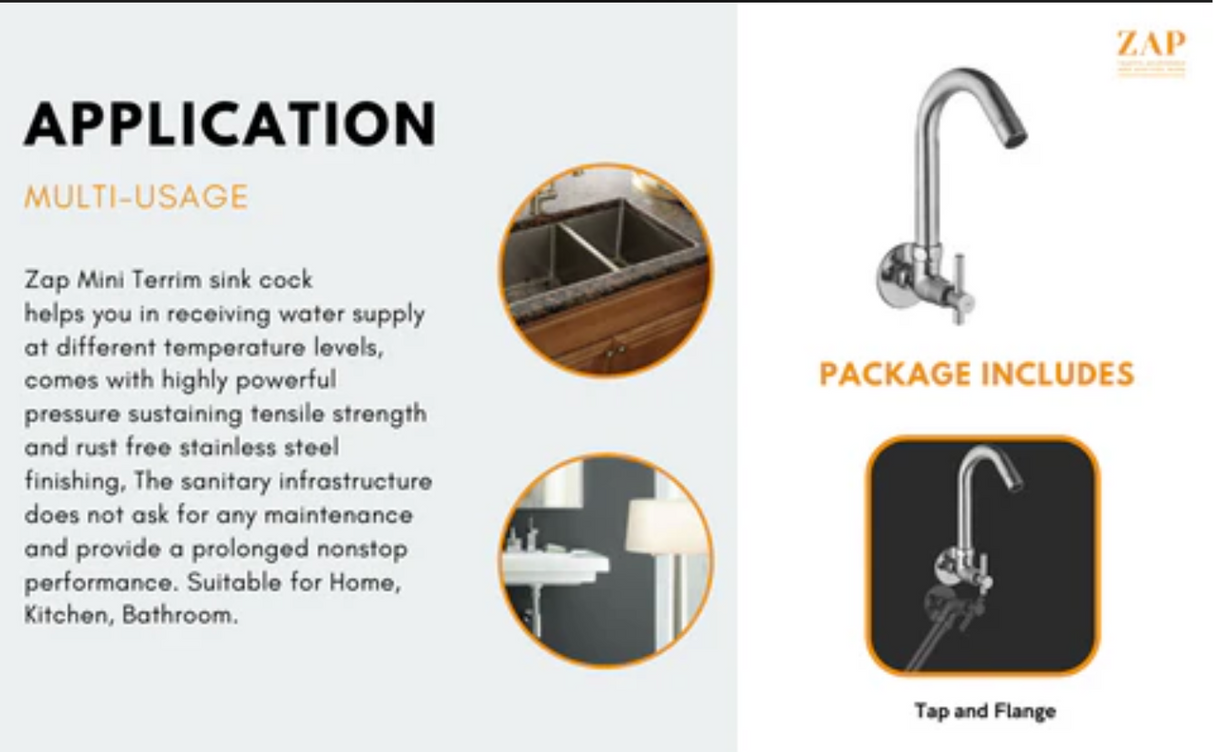 Mini Terrim Swan Neck Faucet • 360 Degree Spout • Brass Chrome Finish • (21x2 Inch)