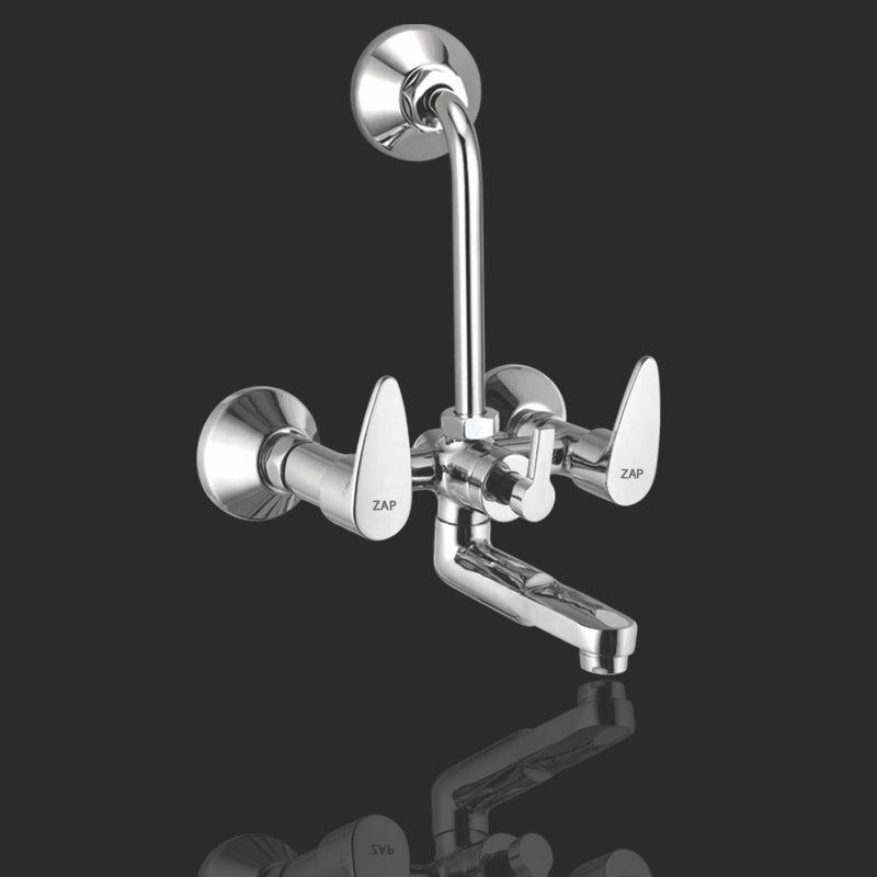 ZAP Brezza Brass Wall Mixer With Overhead 125MM Bend for Bathroom (Chrome Finish)