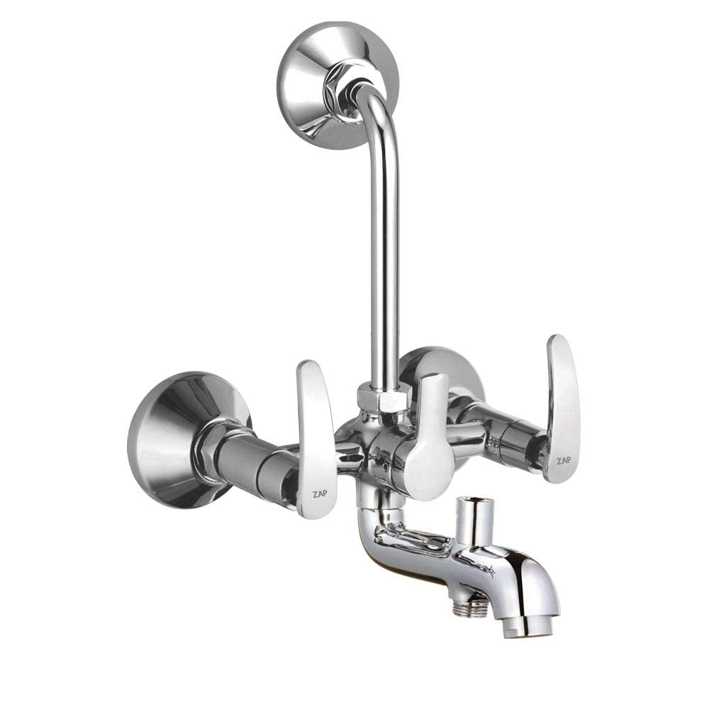 Arrow Series 100% High Grade Brass 3 in 1 Wall Mixer With Provision For Over Head Shower and 125mm Long Bend Pipe (Chrome)