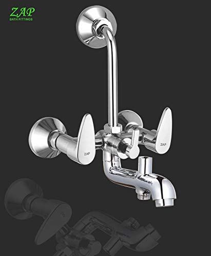 Brezza Series 100% High Grade Brass 3 in 1 Wall Mixer With Provision For Over Head Shower and 125mm Long Bend Pipe (Chrome)
