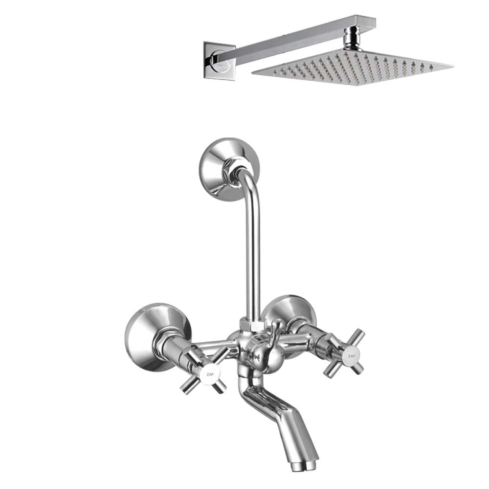 Caster Series Brass Wall Mixer with Overhead Shower