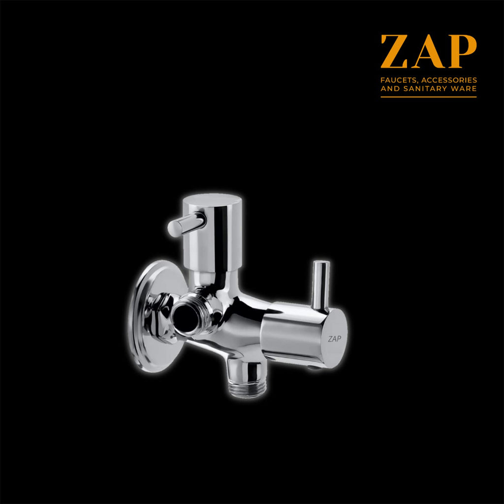 Combo of Ultra ZX 1034 Health Faucet and Turbo Two in One Angle Valve for Pipe Connection in Bathroom with Wall Flange and Teflon Tape