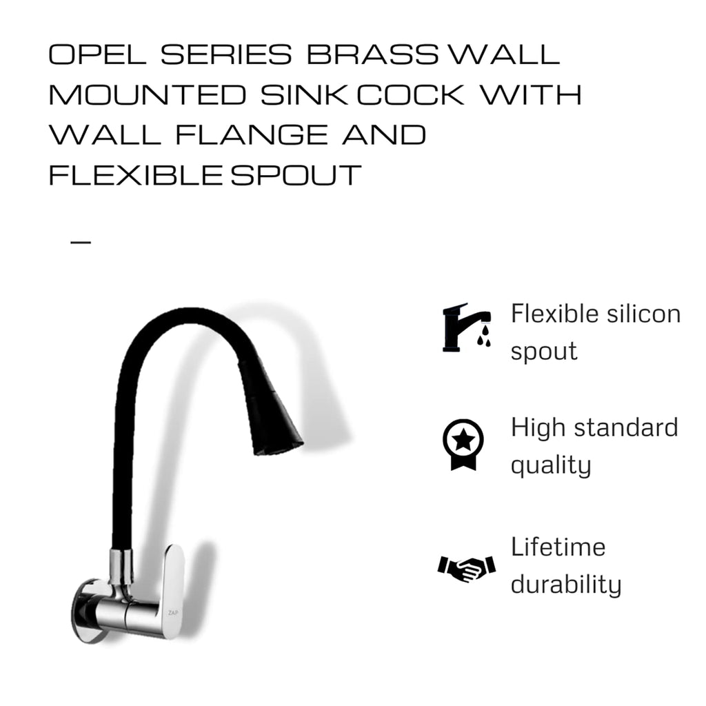 Opel Series Brass Wall Mounted Sink Cock with Wall Flange and Flexible Spout