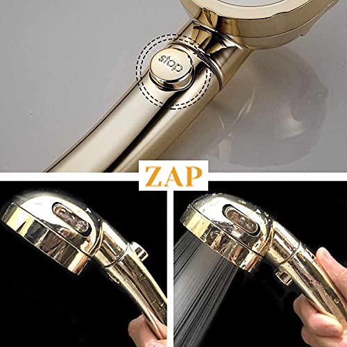 Exotic Handheld Shower set High Pressure Detachable Shower Head with Hand Spray & ON/OFF Pause Switch & 3 Spray Setting Showerhead with 1.5m Long Hose & Shower Stand wall Mounted (Gold)