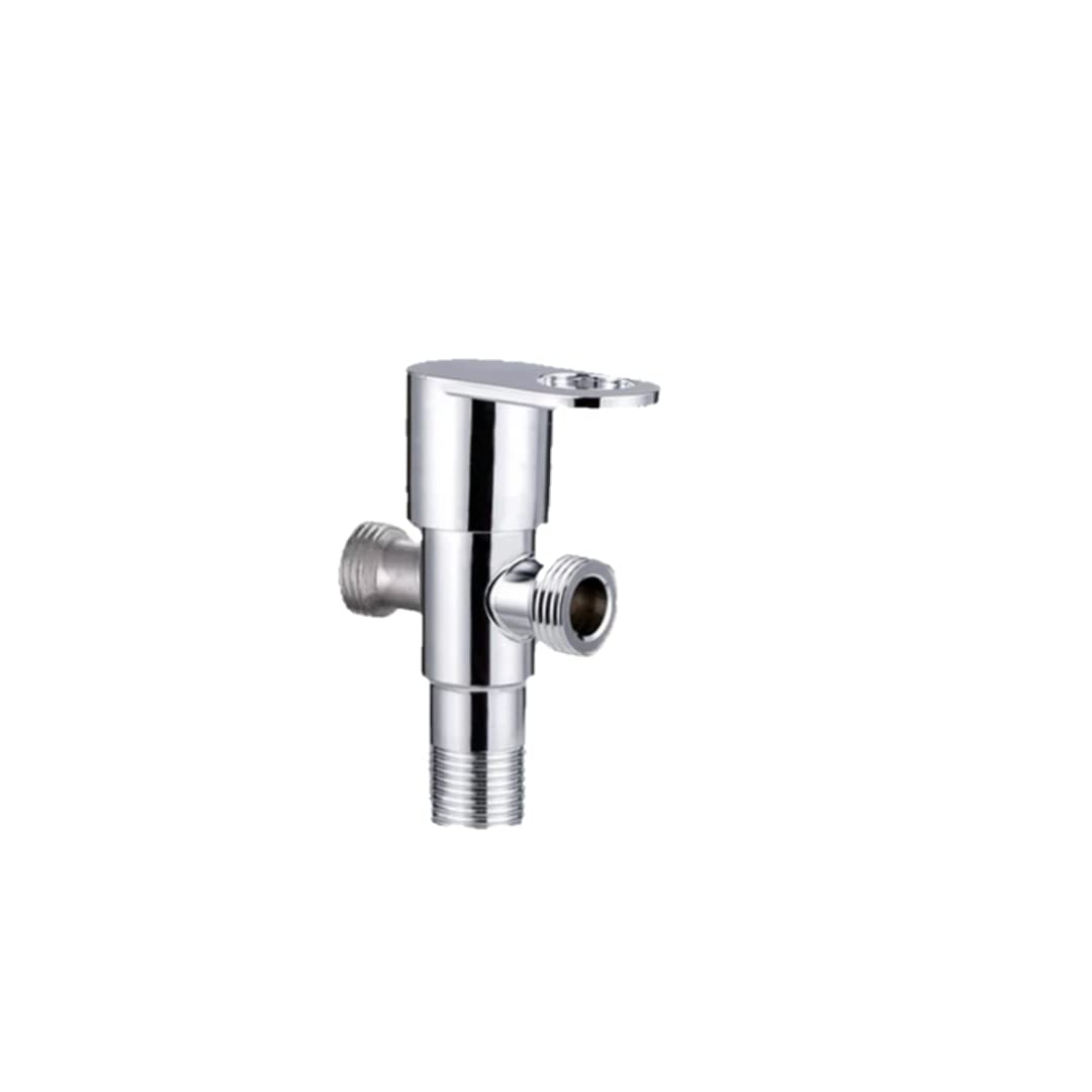 Geo Series High Grade Brass 2 Way Angle Valve Chrome Finish 2 in 1 Angle Valve for Pipe Connection for Bathroom/Kitchen with Wall Flange- Quarter Turn Heavy Fitting Chrome Finish