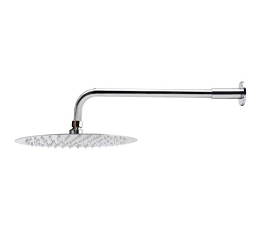 Hexa Ultra Slim Square 304 Grade Stainless Steel 12 Inch Circular Shower Over Curve Head Shower with Arm Combo (18 Inch)
