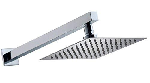 Stainless Steel Head Shower with Arm Combo, Silver, Chrome Finish, 4 Inch, 15 inch